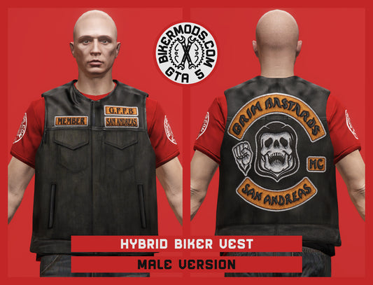 Hybrid Biker Vest (Male) Grim Bastards MC Style