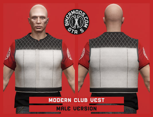 Ice White Modern Club Biker Vest (Male) Closed Style