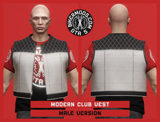 Ice White Modern Club Biker Vest (Male) Open Style