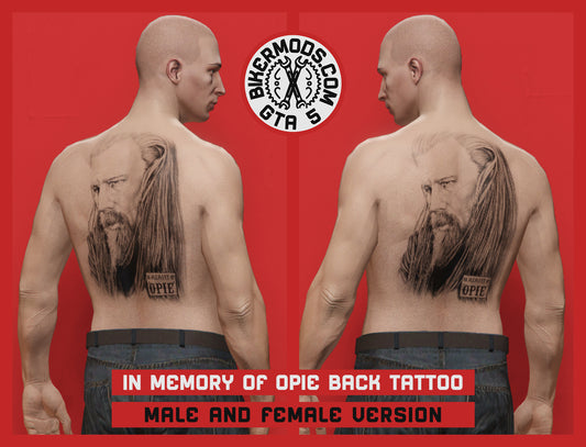 In Memory of Opie Back Tattoo