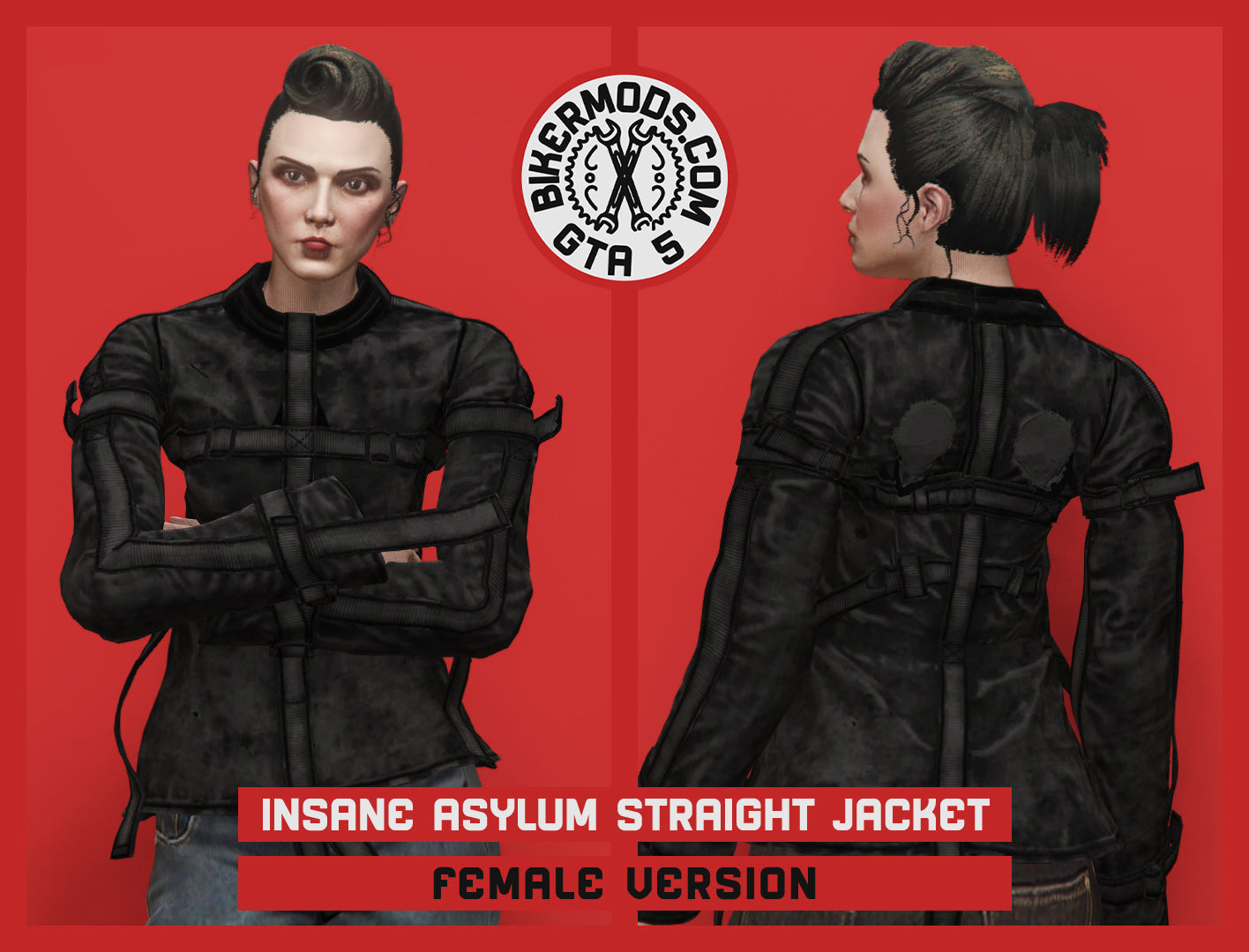 Insane Asylum Straight Jacket (Female) Black Style