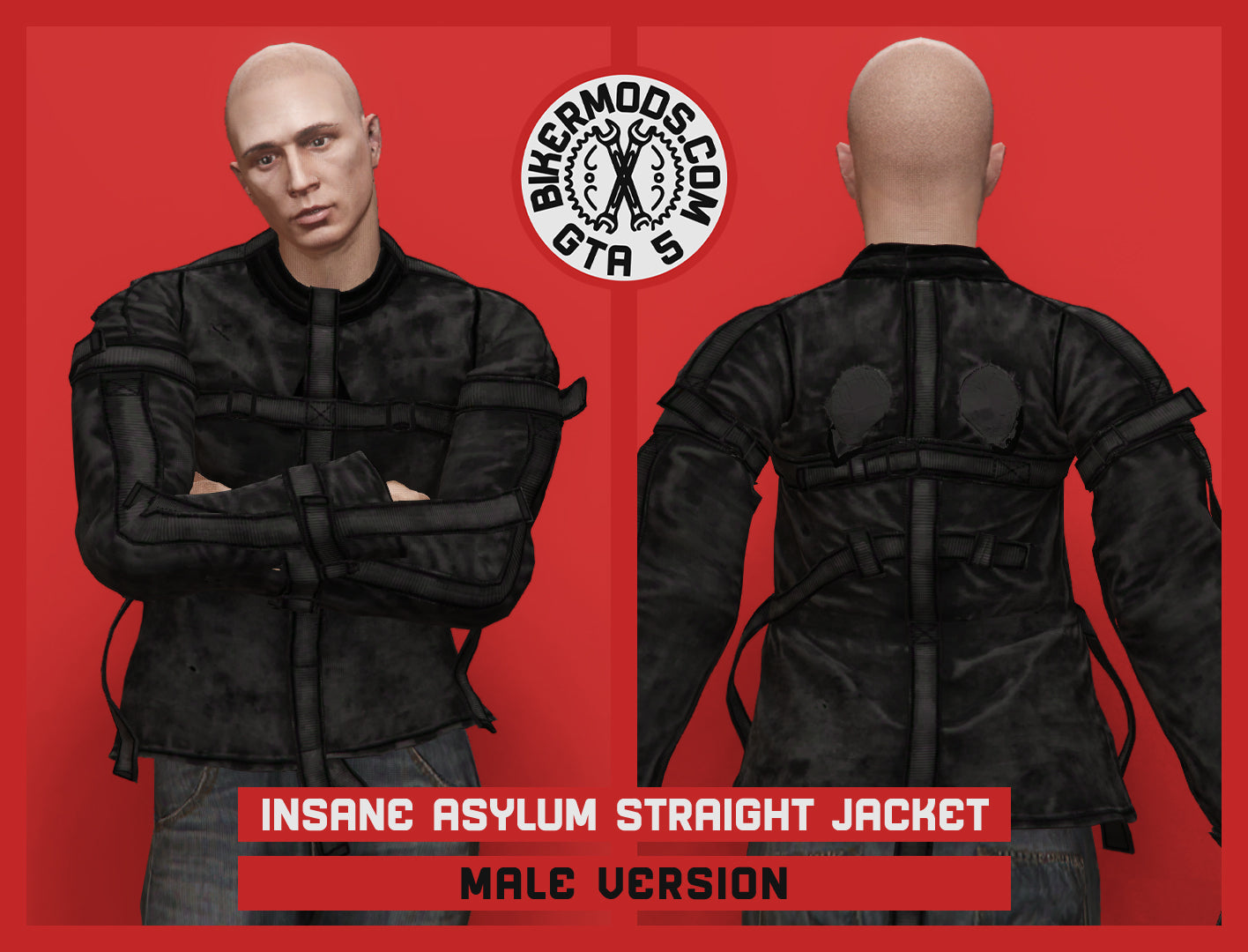 Insane Asylum Straight Jacket (Male) Black Style