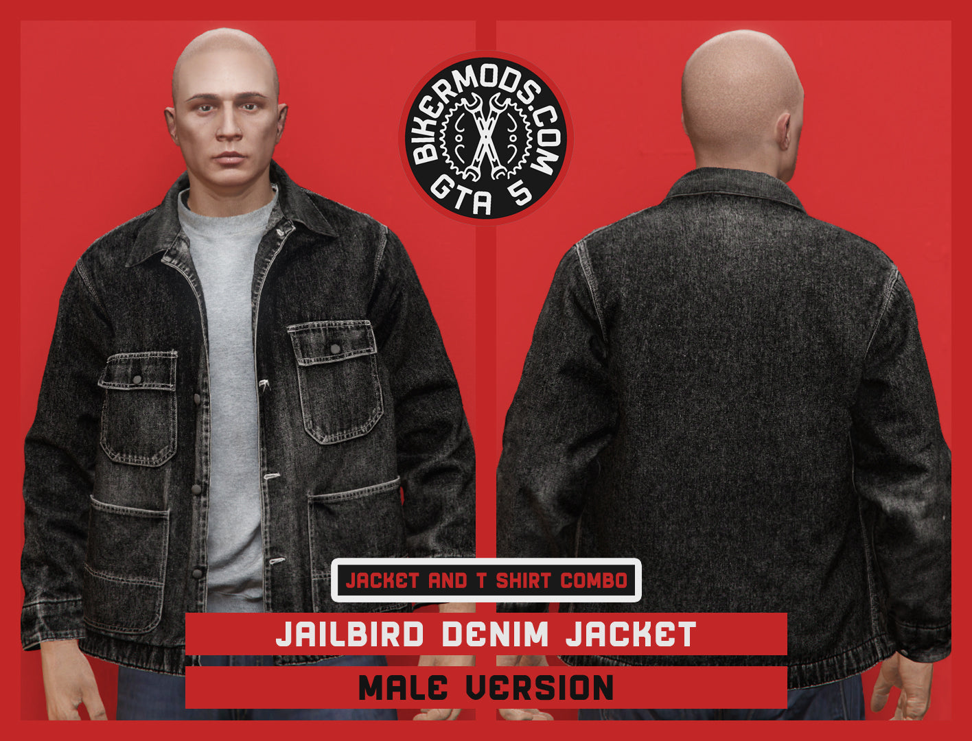 Jailbird Style Black Denim Jacket (Male)
