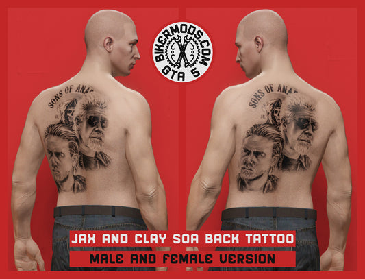 Jax and Clay SOA Back Tattoo (Sons of Anarchy)