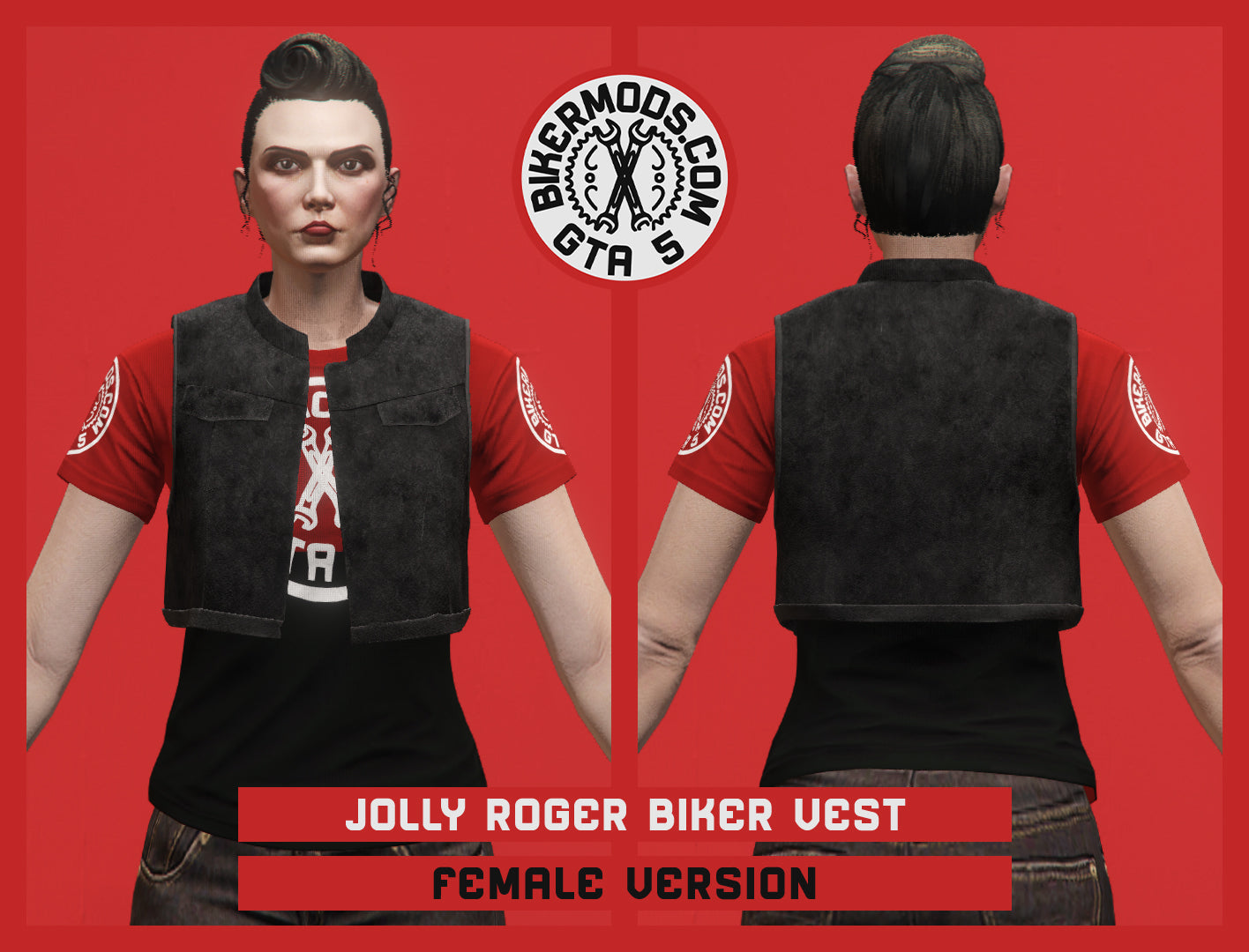 Jolly Roger Biker Vest (Female) Slim Style