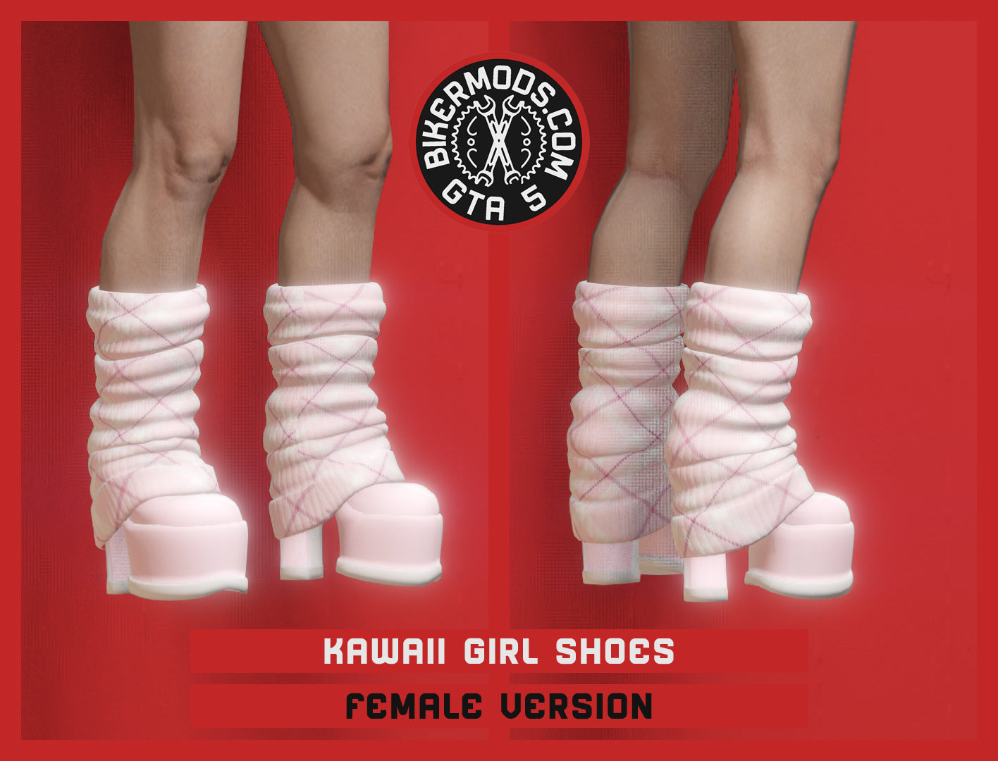 Kawaii Girl Pink Plaid Shoes (Female)