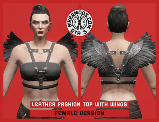 Leather Fashion Top with Wings