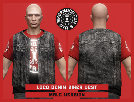 Loco Biker Black Denim Vest (Male)