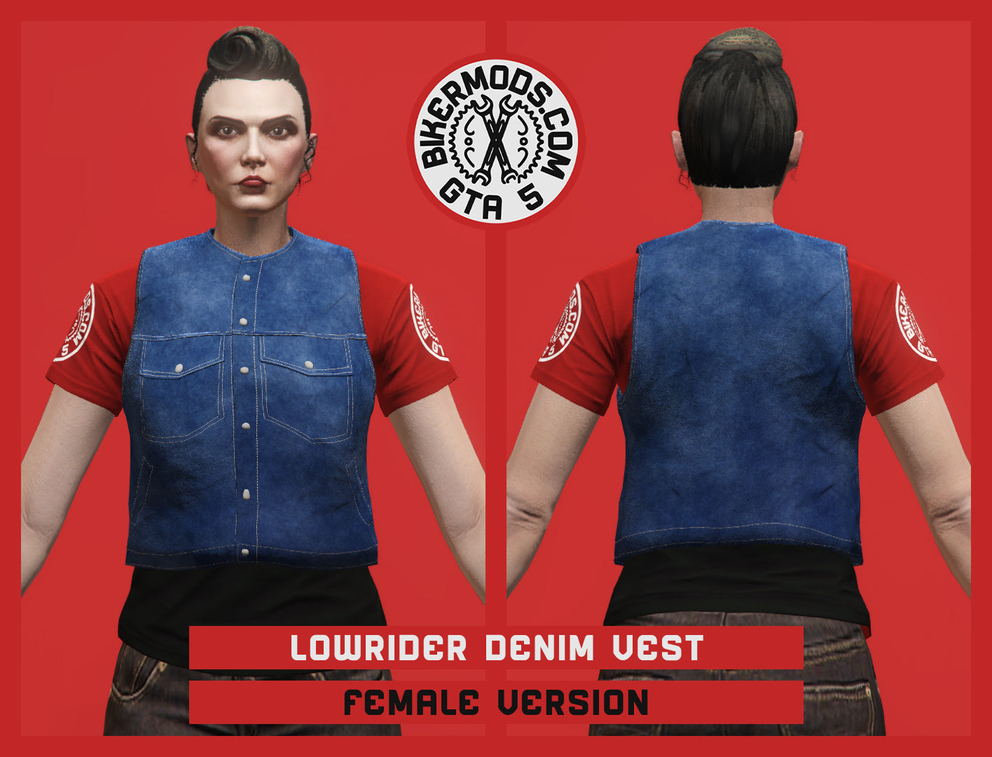 Lowrider Blue Denim Vest (Female) Closed Shorty Style