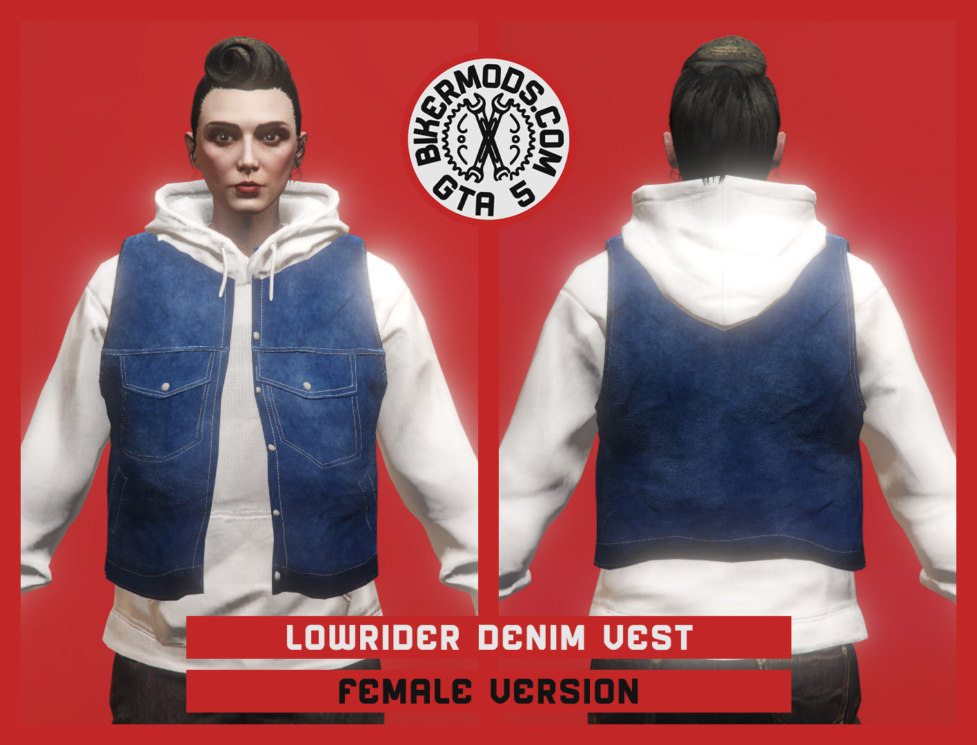 Lowrider Blue Denim Vest (Female) Hoodie Size