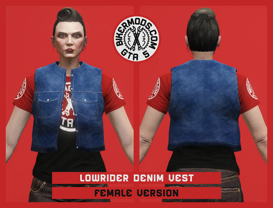 Lowrider Blue Denim Vest (Female) Shorty Style
