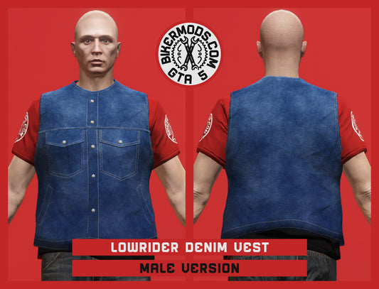Lowrider Blue Denim Vest (Male) Closed