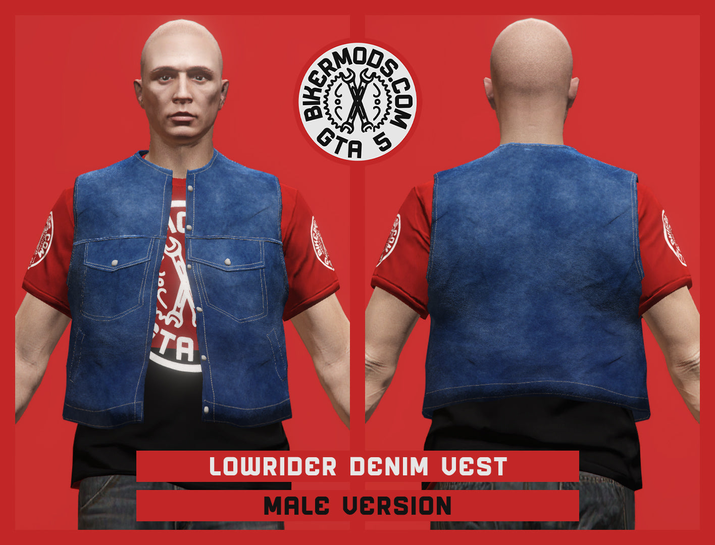 Lowrider Blue Denim Vest (Male) Shorty Style