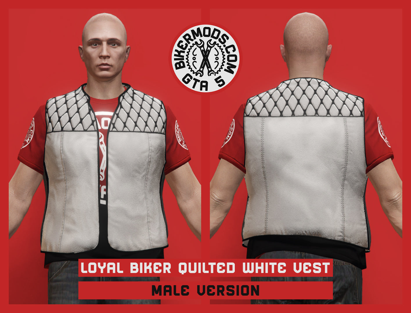 Loyal Biker Quilted White Vest (Male)