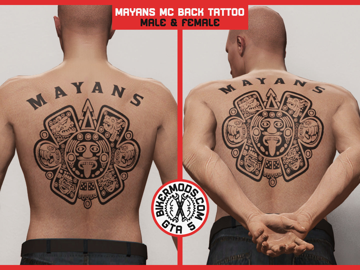 Mayans Bold Style Back Tattoo