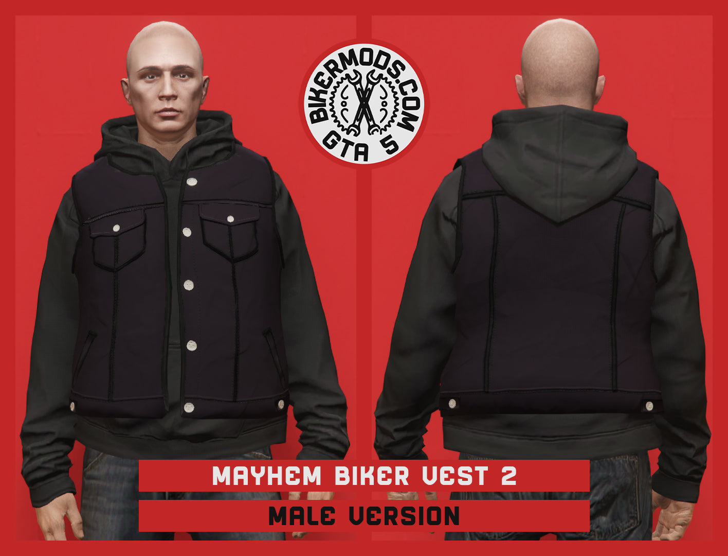 Mayhem Biker Vest 2 (Male) Hoodie Fit Open