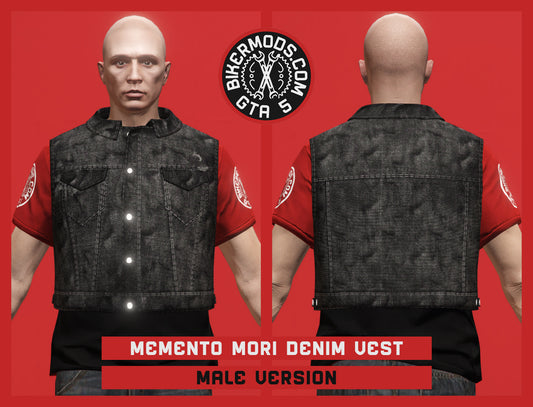 Memento Mori Black Denim Vest (Male)