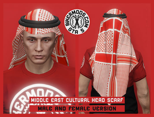 Middle East Cultural Head Scarf (Red and White)