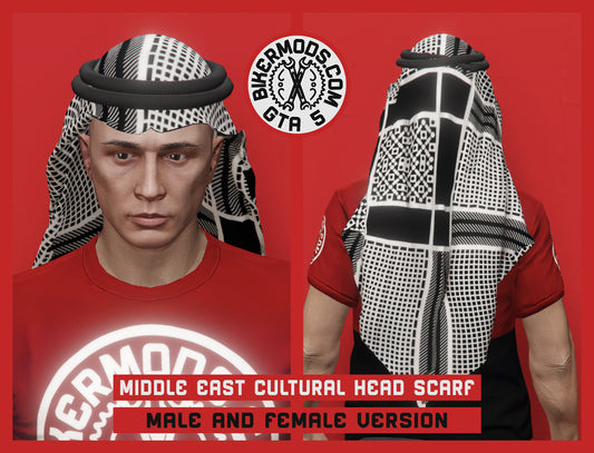 Middle East Cultural Head Scarf (White and Black)
