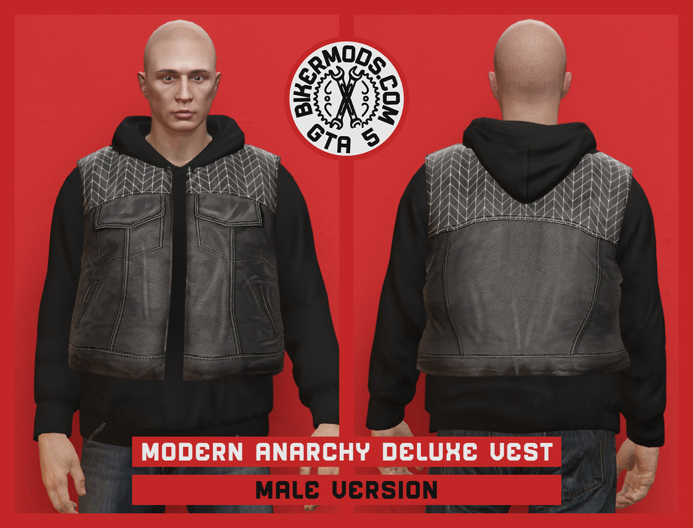 Modern Anarchy Deluxe Biker Vest (Male) Pullover Hoodie Fit Shorty Style