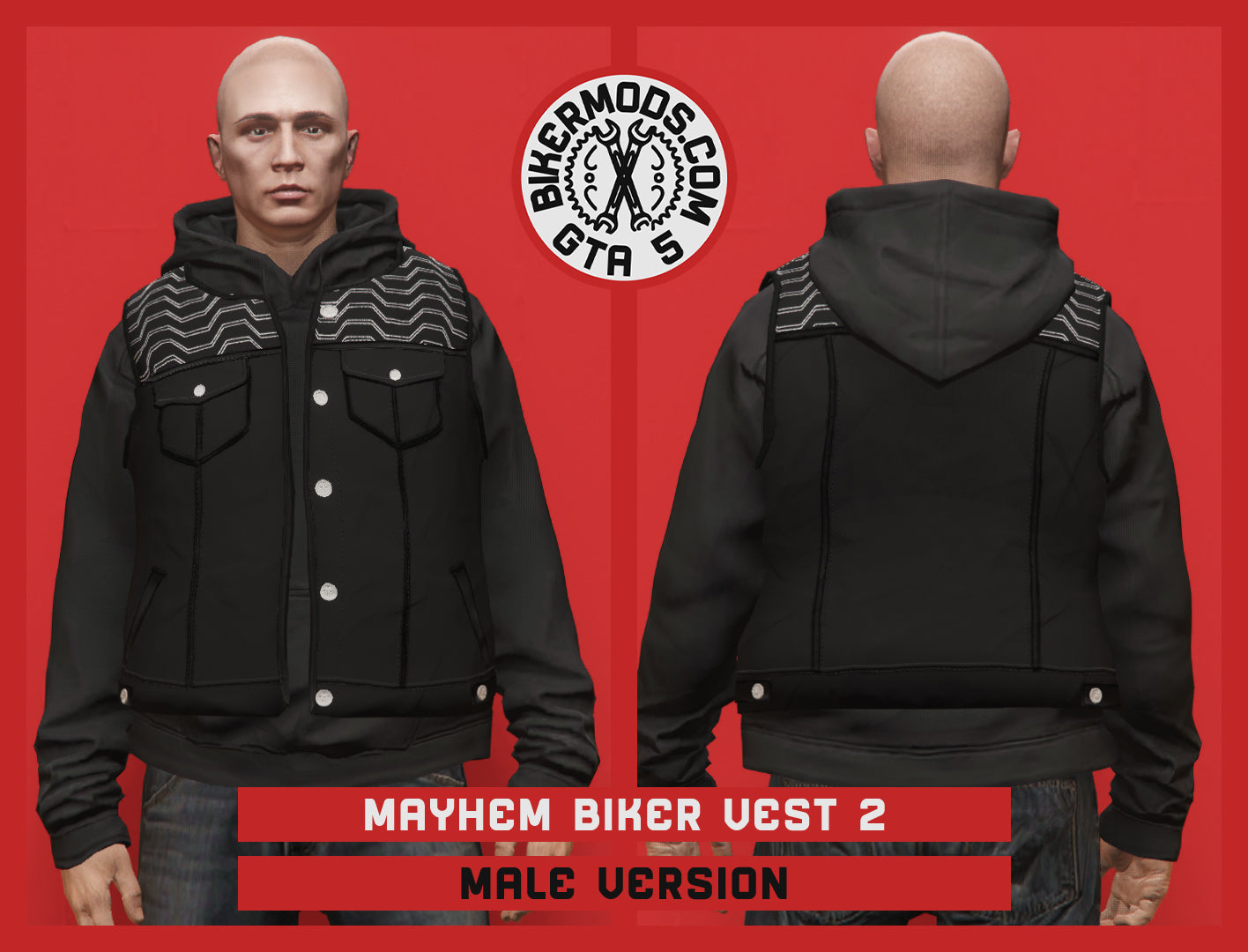 Modern Mayhem Biker Vest 2 (Male) Hoodie Fit Open