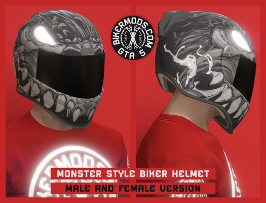 Monster Style Deluxe Motorcycle Helmet Blacked Out Visor (Stealth Color)