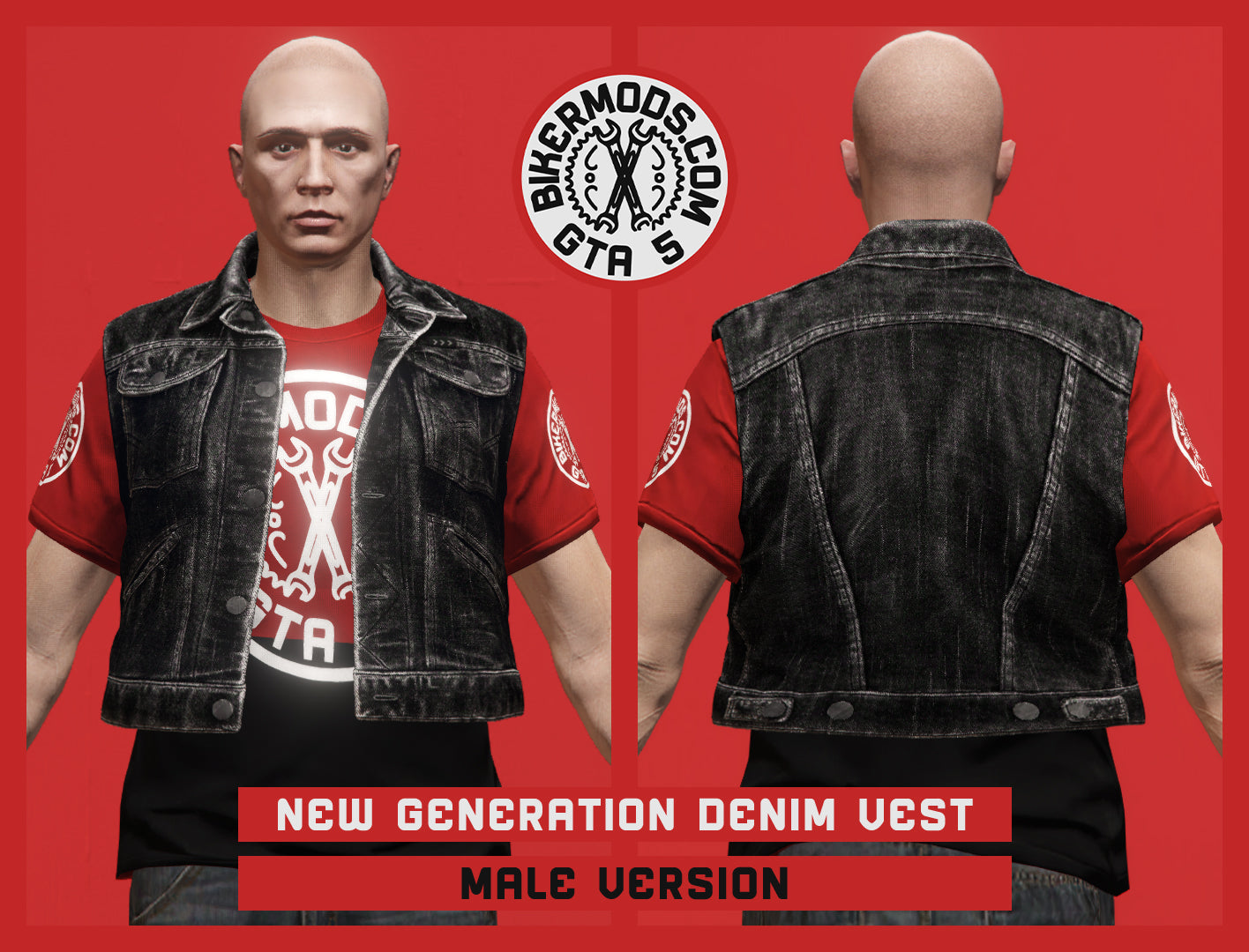 New Generation Dark Style Denim Vest (Male) Shorty Style