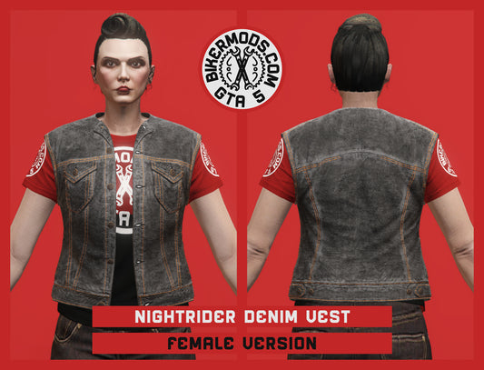 Nightrider Black Denim Vest (Female)