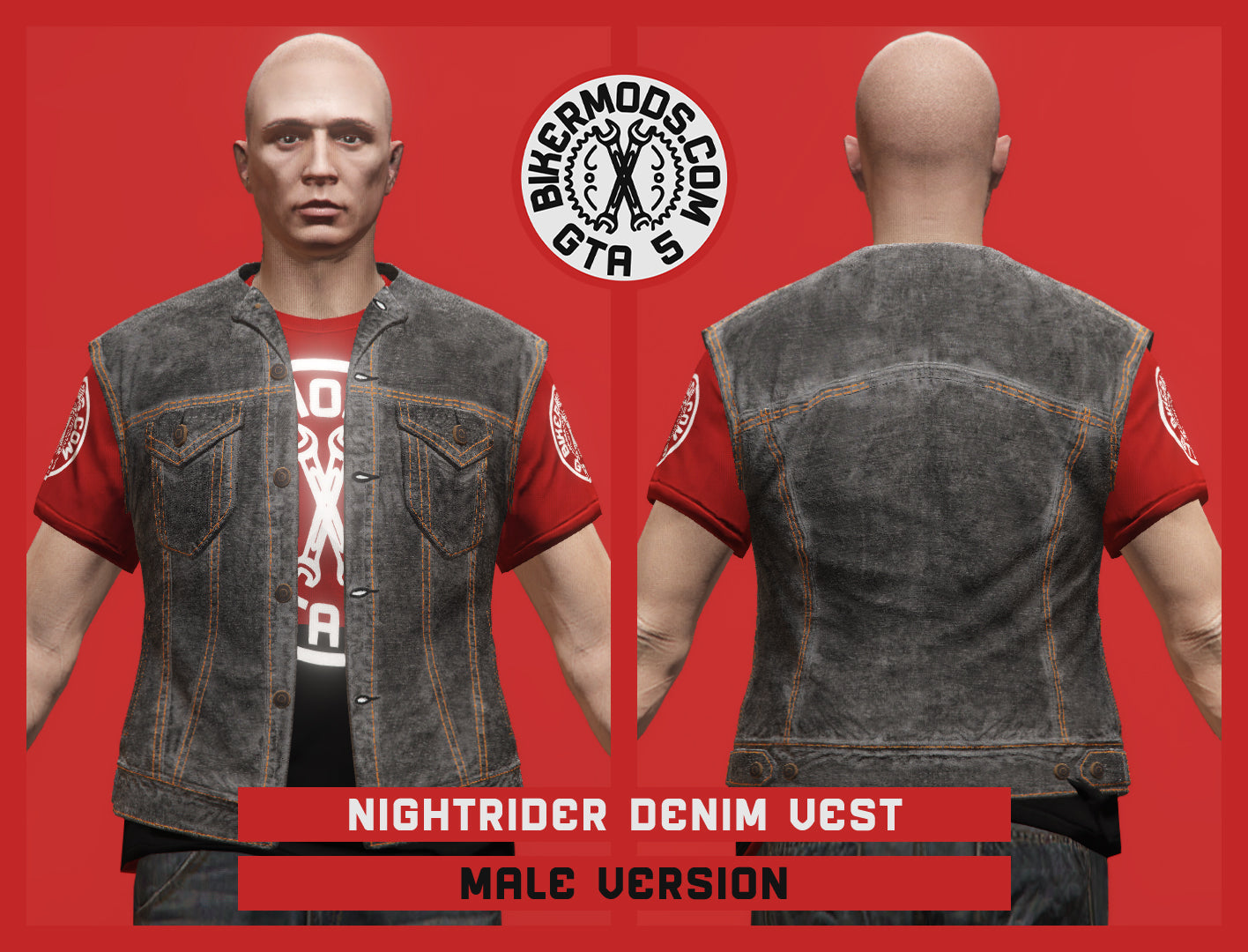 Nightrider Black Denim Vest (Male)