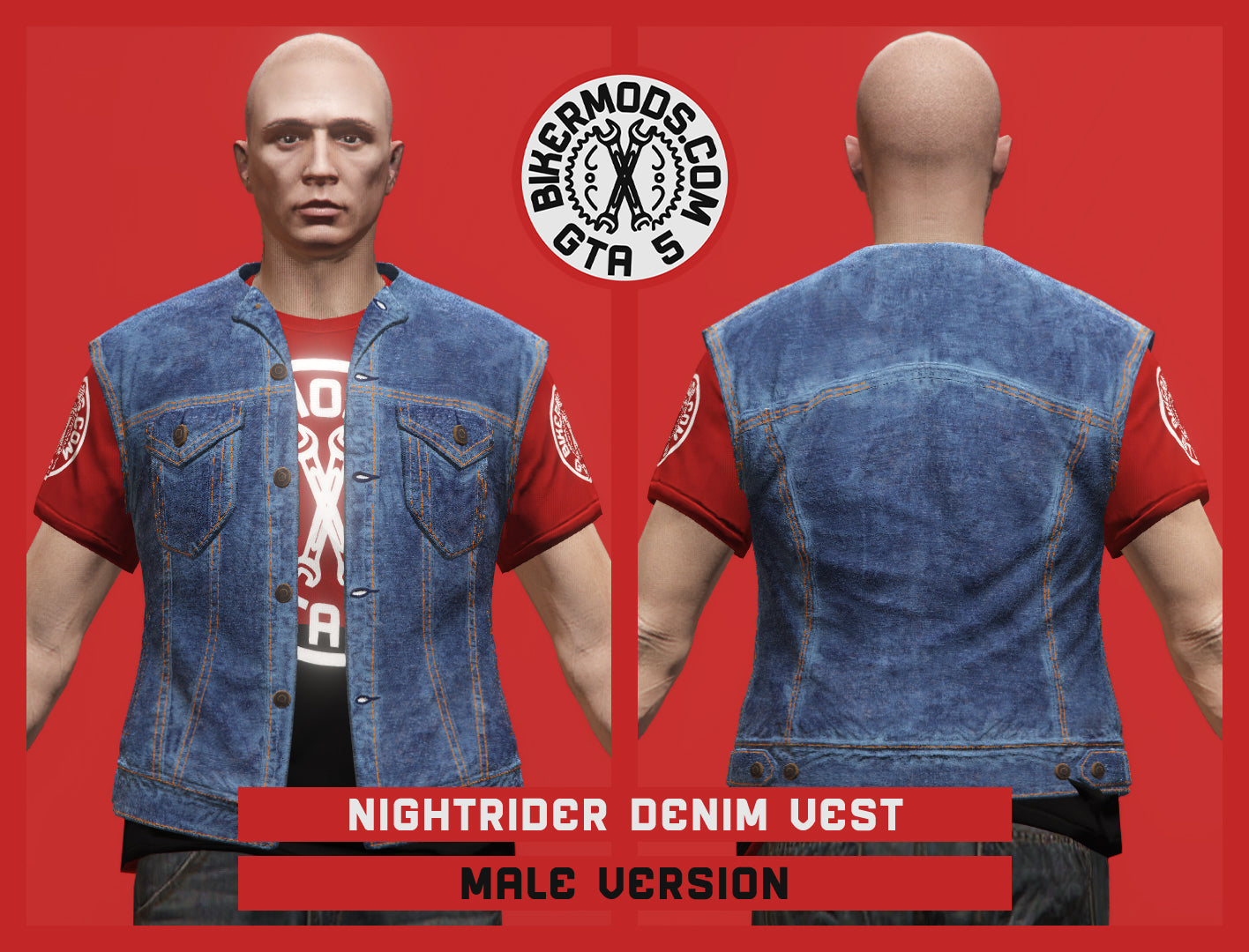 Nightrider Blue Denim Vest (Male)