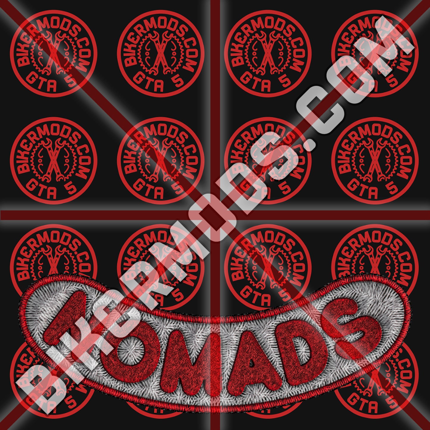 Nomads (Rounded Font) Bottom Rocker (White and Red)
