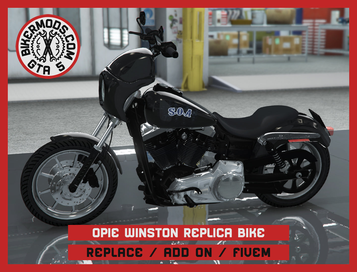 Opie Winston Replica Sons of Anarchy Bike SOA (Replace / Add On / FiveM) 186k Poly