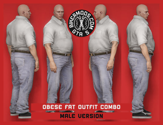 Obese Fat Polo and Jeans Outfit Combo (Male)
