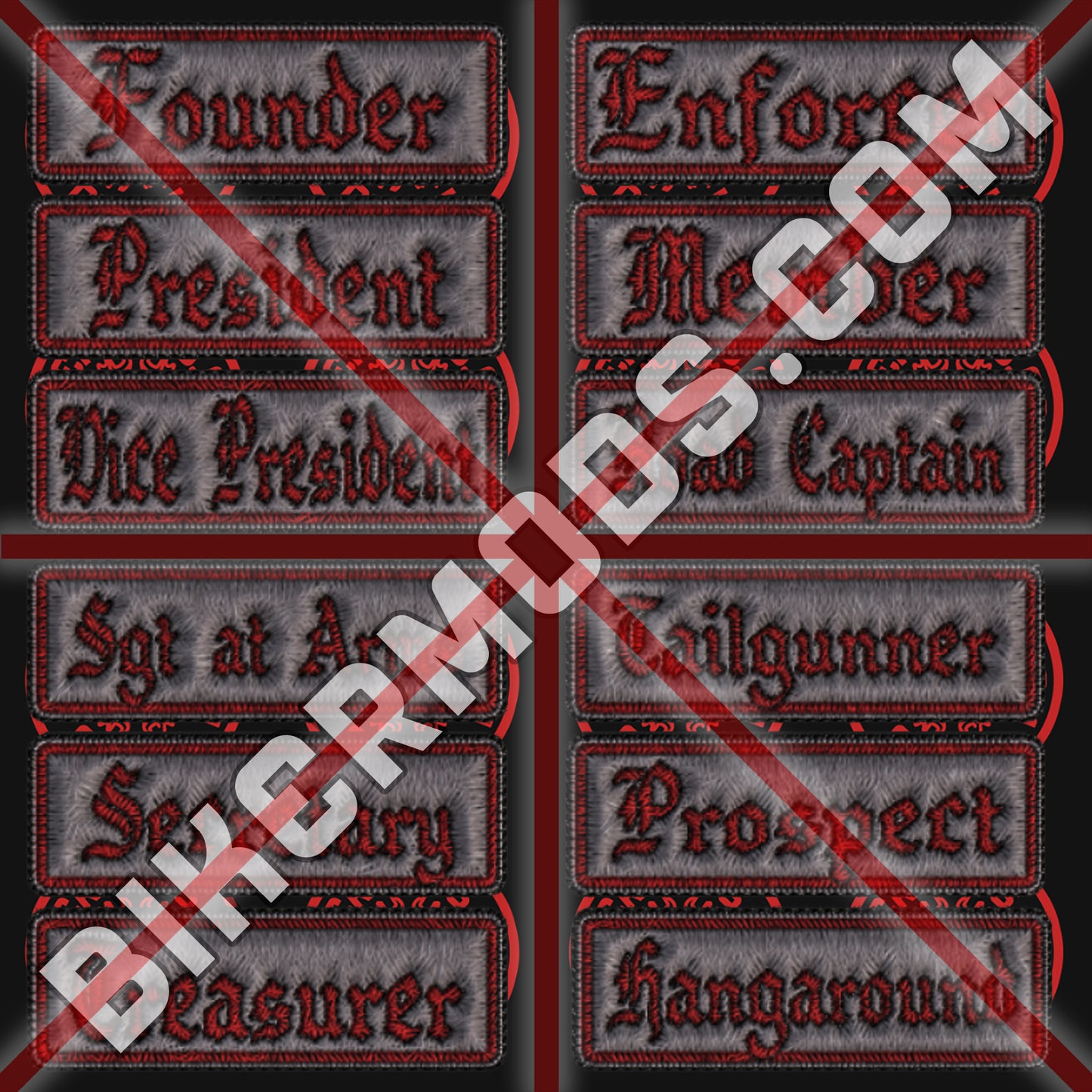 Old English Style Ranks Flash Set (Grey Red)