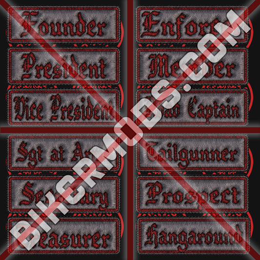 Old English Style Ranks Flash Set (Grey Red)