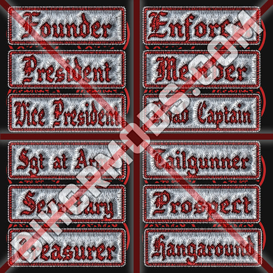 Old English Style Ranks Flash Set (White Red)