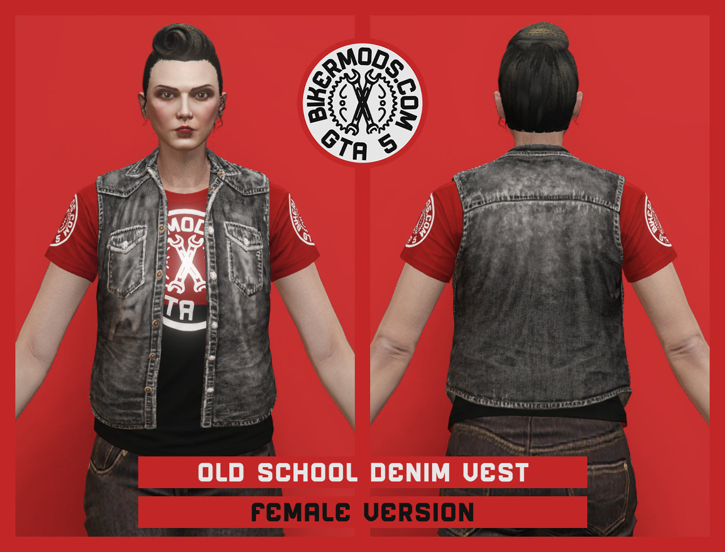 Old School Black Denim Vest (Female)