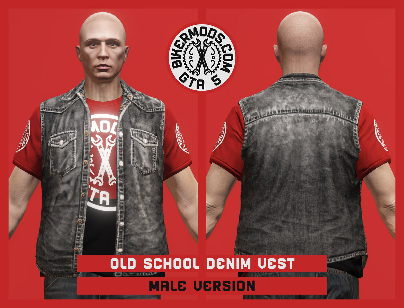 Old School Black Denim Vest (Male)