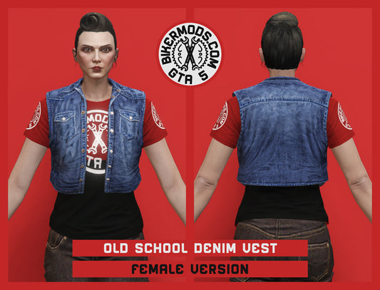 Old School Blue Denim Vest (Female) Shorty
