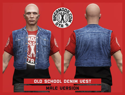 Old School Blue Denim Vest (Male) Shorty