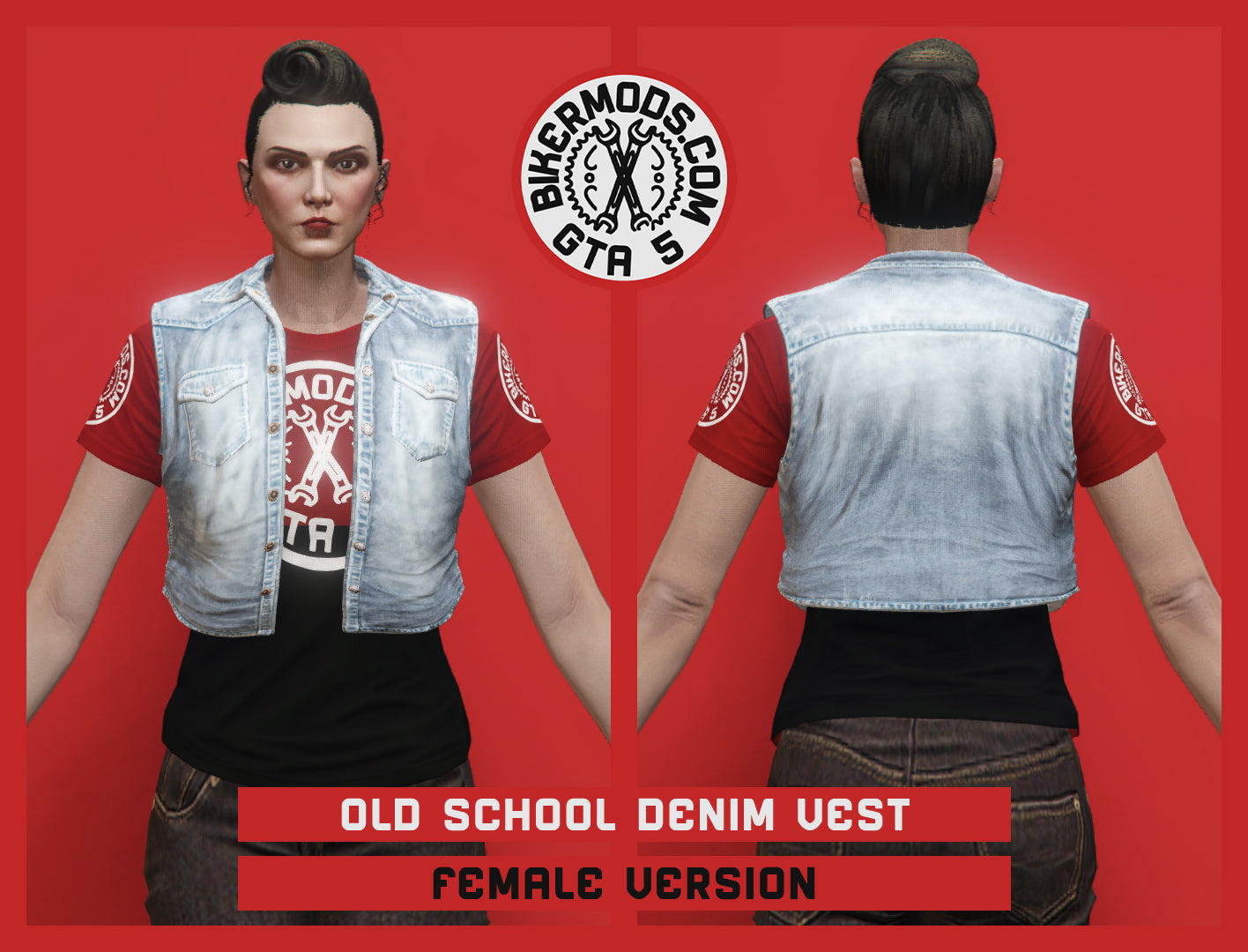 Old School Light Blue Denim Vest (Female) Shorty