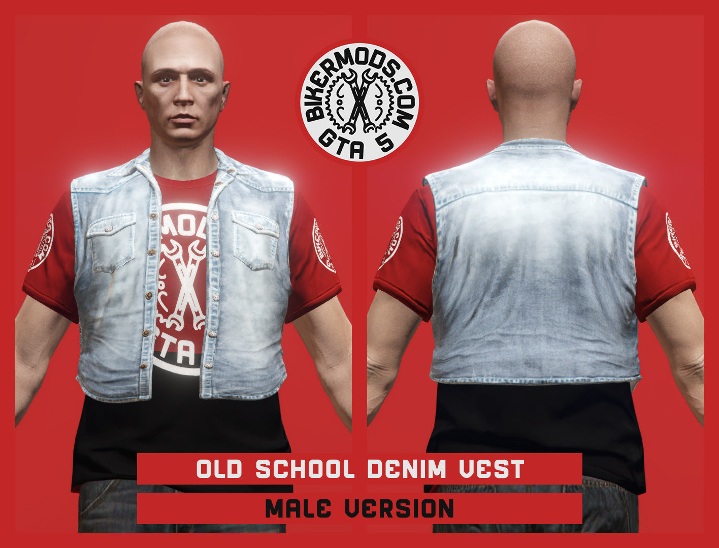 Old School Light Blue Denim Vest (Male) Shorty