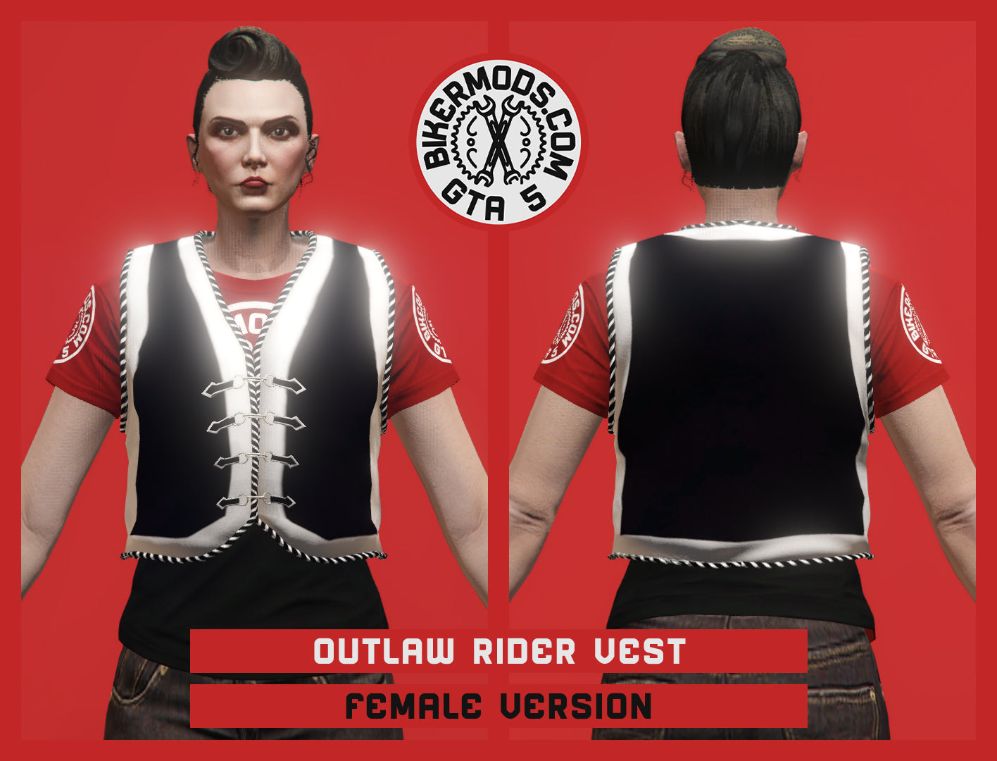 Outlaw Rider Vest (Female) White and Black Style