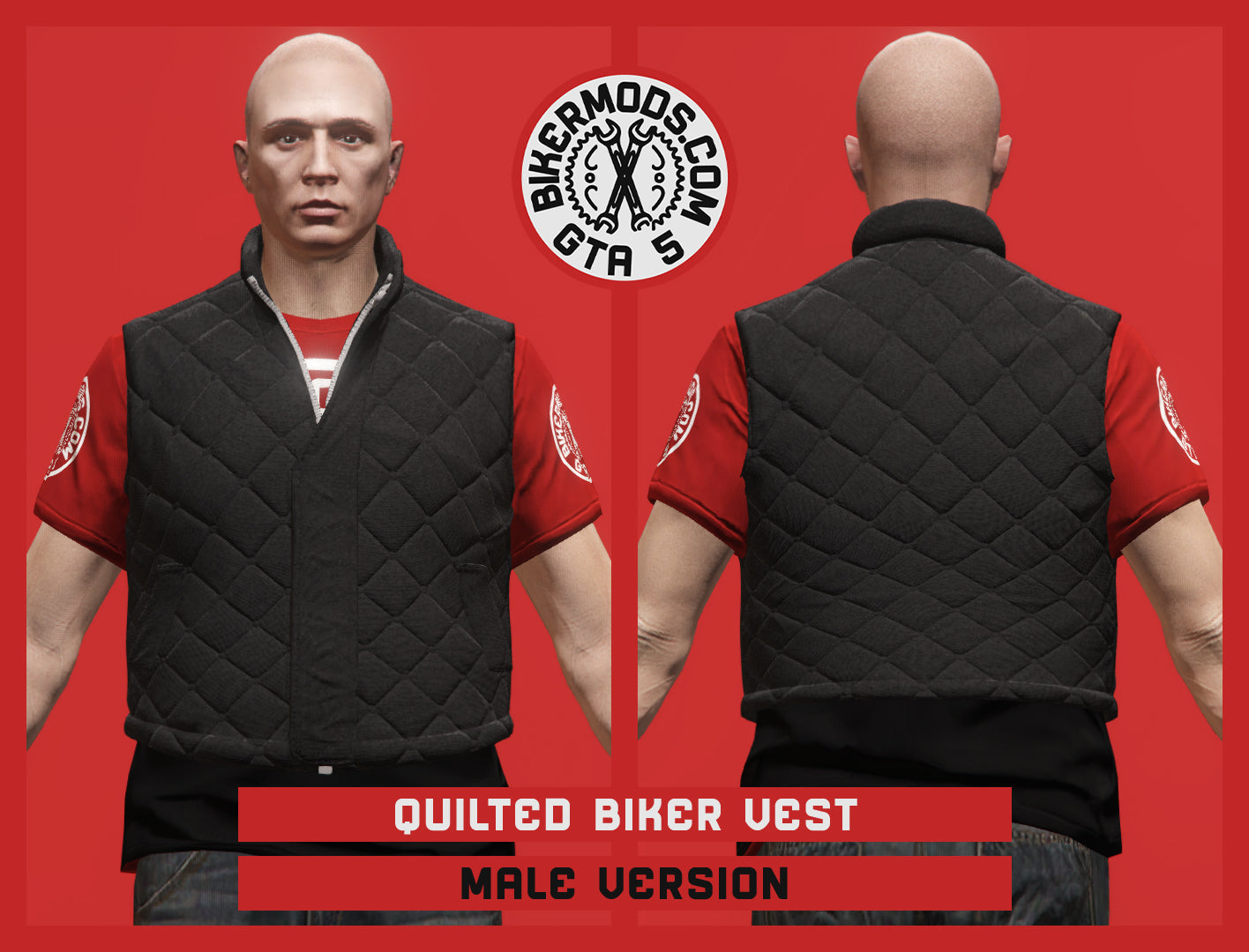 Quilted Biker Vest (Male) Shorty Black Style