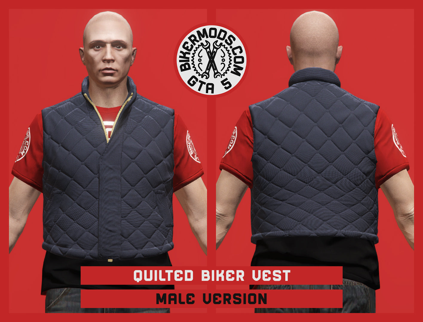 Quilted Biker Vest (Male) Shorty Style