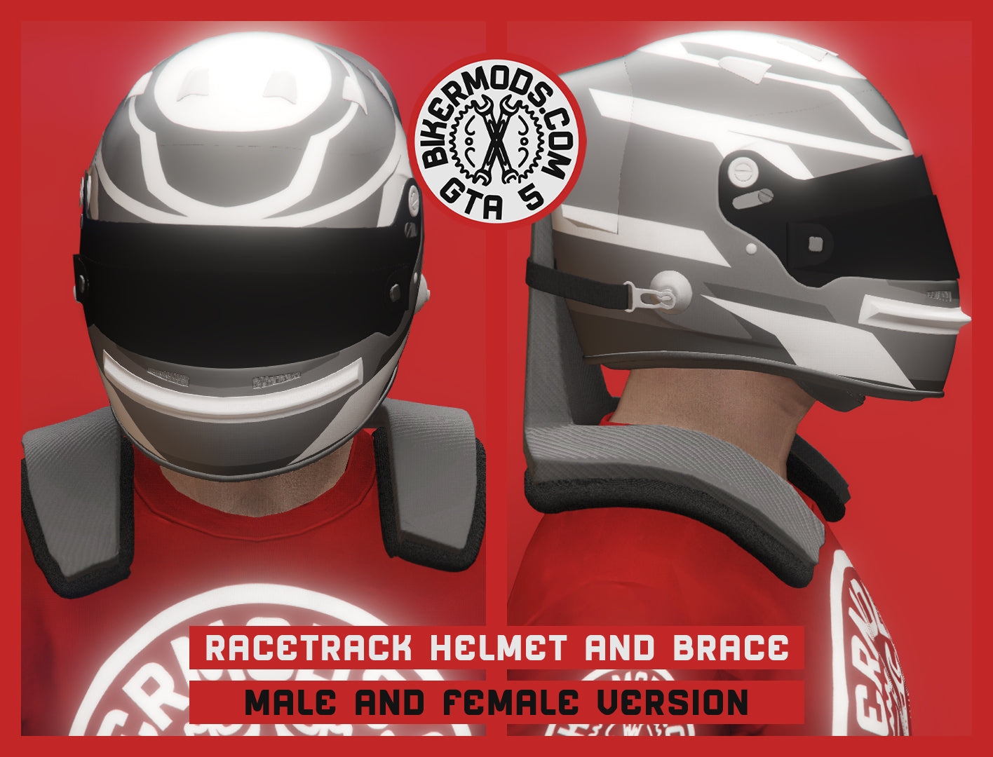 Racetrack Helmet and Neck Brace Combo (Opaque Visor)