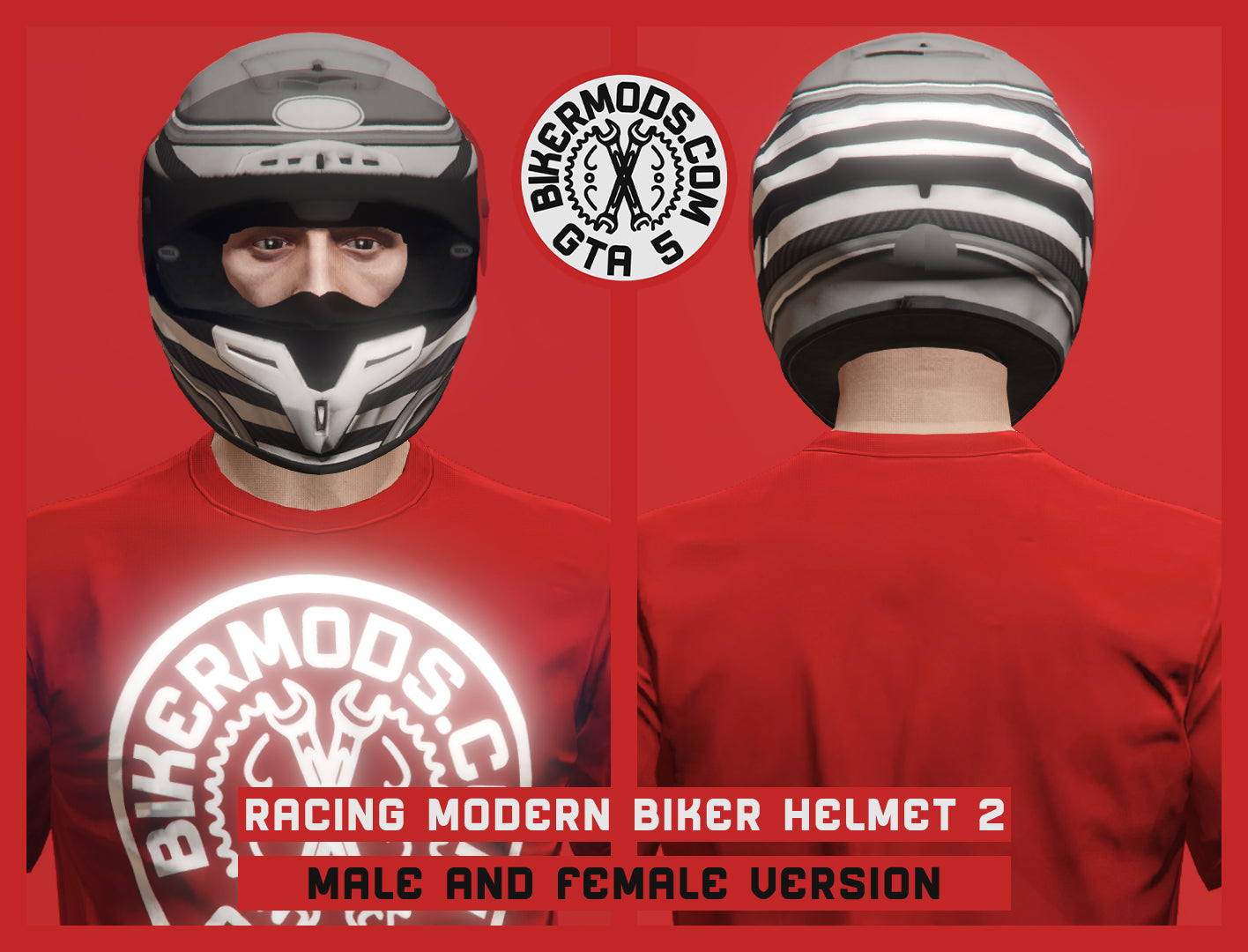 Racing Modern Biker Helmet 2 (Open & Closed)