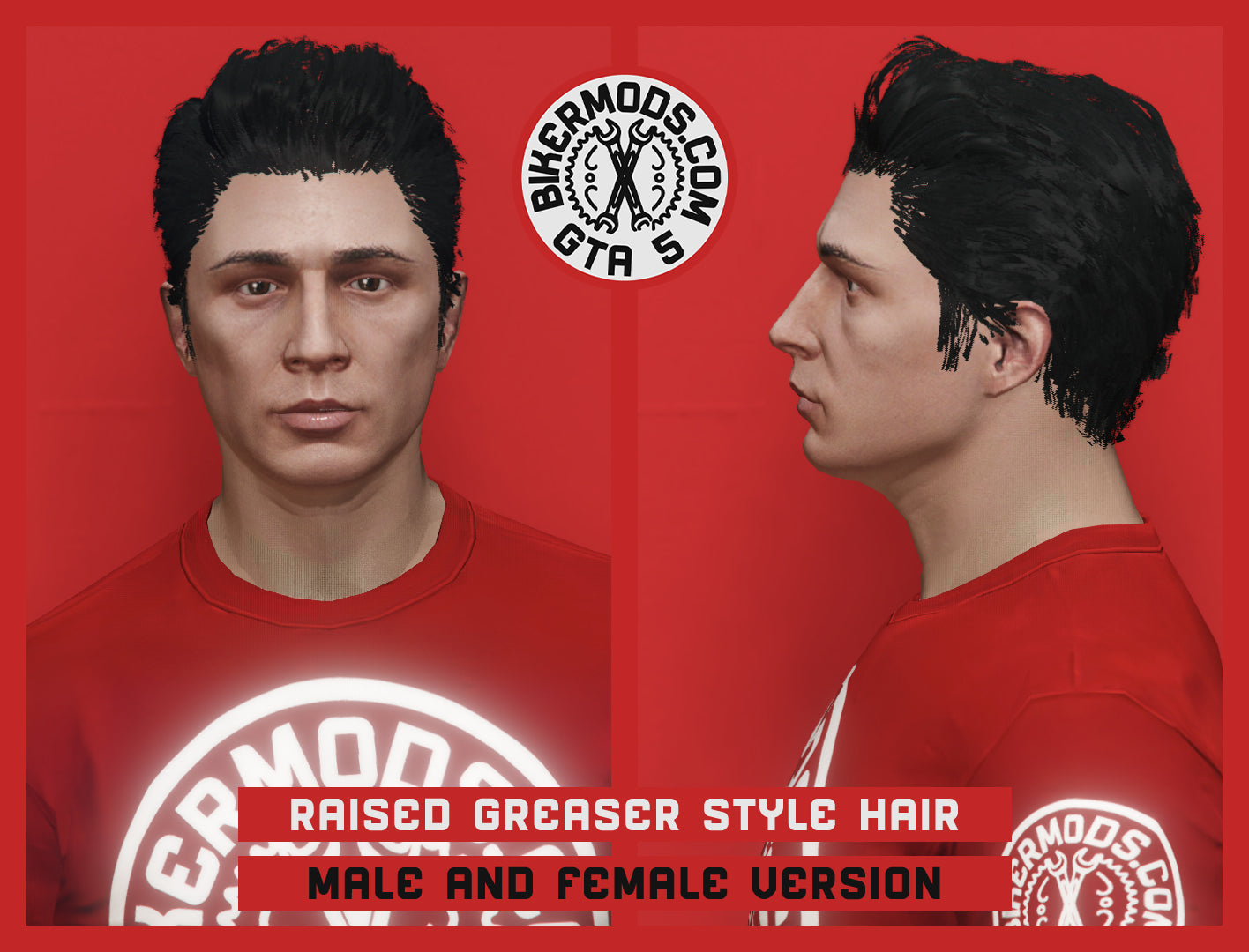Raised Greaser Style Biker Hair