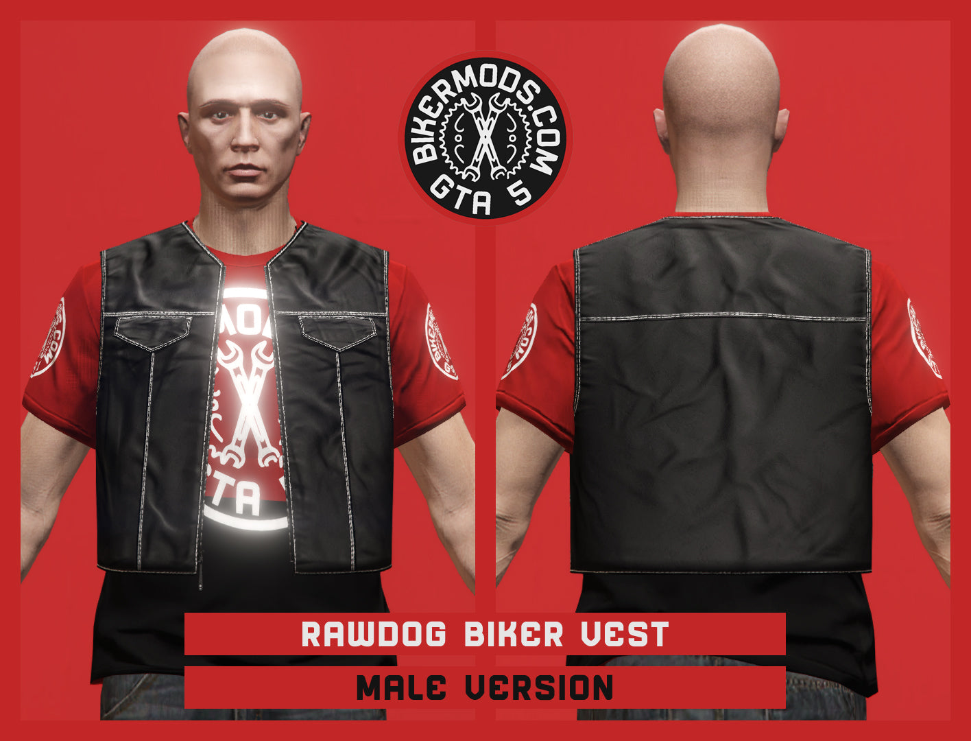 Rawdog Biker Vest (Male) White Stitch