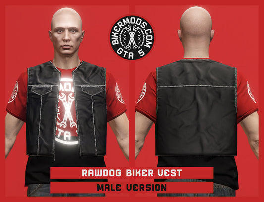 Rawdog Biker Vest (Male) White Stitch